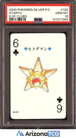 Pokemon 2000 Staryu 120 6 Of Clubs Pokemon Silver Playing Cards Japanese PSA 10 - Image 1