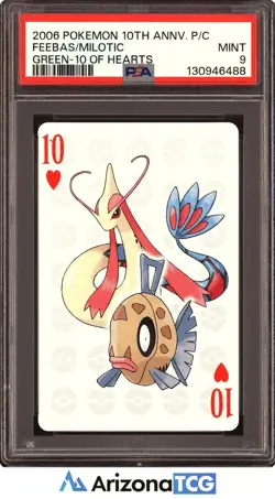 Pokemon 2006 Feebas/Milotic 10 Of Hearts 10th Anniversary Playing Card PSA 9 - Image 1
