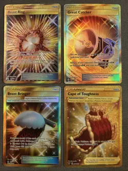 Pokemon Gold Secret Rare Card Lot of 4 NM Cards Beast Ring Great Catcher - Image 1