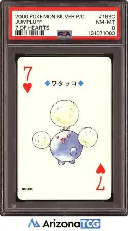 Pokemon Silver 2000 Jumpluff 189C 7 Of Hearts Playing Card Japanese PSA 8 - Image 1