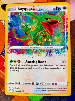 2020 Pokemon Rayquaza Amazing Rare 138/185 SWSH04 Vivid Voltage Holo Card LP - Image 1