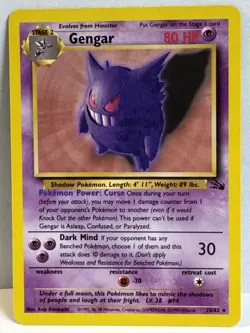 Pokemon TCG Gengar Fossil Card 20/62 Unlimited Rare, Near Mint/Lp Vintage. - Image 1