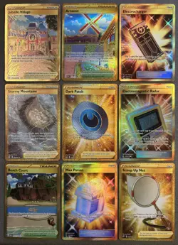 Pokemon Gold Secret Rare Card Lot of 9 NM Cards Max Potion Artazon - Image 1