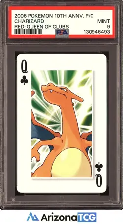 Pokemon 2006 Charizard Red Queen of Clubs 10th Anniversary Playing Cards PSA 9 - Image 1