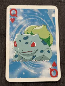Bulbasaur Queen of Hearts Pokemon 1999 Mini Deck Playing Cards 2.5x1.75in - Image 1