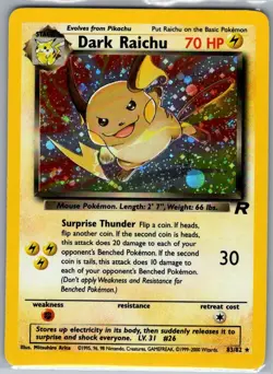 Dark Raichu 83/82 Holo Team Rocket - Pokemon Card - NM - Image 1