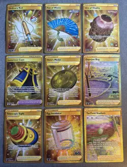 Pokemon Gold Secret Rare Card Lot of 9 NM Cards Ordinary Rod Urn Of Vitality - Image 1