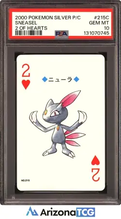 Pokemon Silver 2000 Sneasel #215C 2 Of Hearts Playing Card Japanese PSA 10 - Image 1