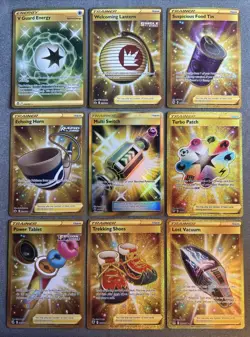 Pokemon Gold Secret Rare Card Lot of 9 NM/M Cards Turbo Patch Multi Switch - Image 1