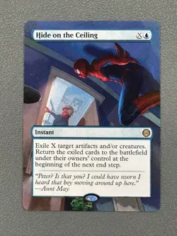 Hide on the Ceiling MTG Marvel's Spider-Man Hand Painted Borderless Altered Art - Image 1