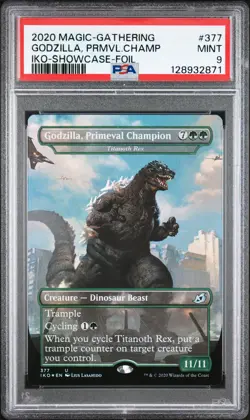 2020 MTG IKORIA LAIR OF BEHEMOTHS SHOWCASE-FOIL GODZILLA,PRIMEVAL CHAMPION PSA 9 - Image 1