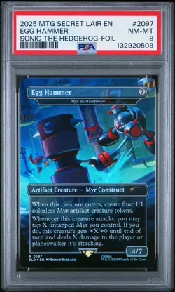 2025 MTG SECRET LAIR DROP SONIC: TURBO GEAR-FOIL #2097 EGG HAMMER PSA 8 - Image 1