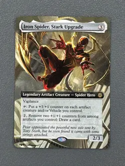 Iron Spider, Stark Upgrade MTG Marvels Spider-Man Hand Painted Altered Art Tentz - Image 1