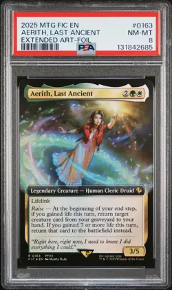 2025 MTG FINAL FANTASY COMMANDER EXTENDED ART-FOIL AERITH, LAST ANCIENT PSA 8 - Image 1