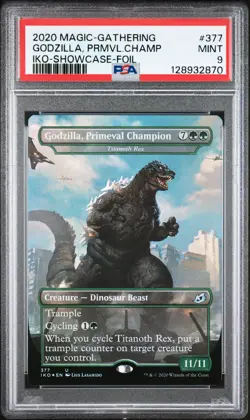 2020 MTG IKORIA LAIR OF BEHEMOTHS SHOWCASE-FOIL GODZILLA PRIMEVAL CHAMPION PSA 9 - Image 1