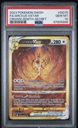 2023 Pokemon SWSH Crown Zenith #GG70 Full Art Gold Arceus Vstar PSA 10 Gem Mint - Image 1
