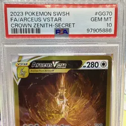 2023 Pokemon SWSH Crown Zenith #GG70 Full Art Gold Arceus Vstar PSA 10 Gem Mint - Image 3