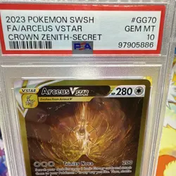 2023 Pokemon SWSH Crown Zenith #GG70 Full Art Gold Arceus Vstar PSA 10 Gem Mint - Image 5