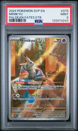 2024 POKEMON SVP EN-SV PALDEAN FATES ETB PROMO #075 MIMIKYU PSA 9 - Image 1