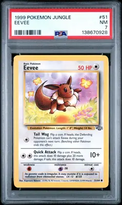 1999 POKEMON JUNGLE #51 EEVEE PSA 7 - Image 1