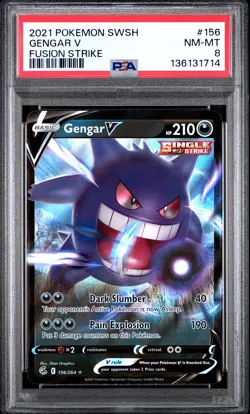 2021 POKEMON SWORD & SHIELD FUSION STRIKE #156 GENGAR V PSA 8 - Image 1