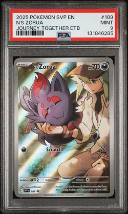 2025 POKEMON SVP EN-SV BLACK STAR PROMO #189 N'S ZORUA PSA 9 - Image 1