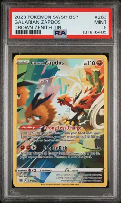 2023 POKEMON SWSH BLACK STAR PROMO CROWN ZENITH TIN #283 GALARIAN ZAPDOS PSA 9 - Image 1