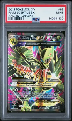 2015 POKEMON XY ANCIENT ORIGINS #85 FULL ART/M SCEPTILE EX PSA 9 - Image 1