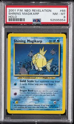 2001 POKEMON NEO REVELATION #66 SHINING MAGIKARP-HOLO PSA 8 - Image 1