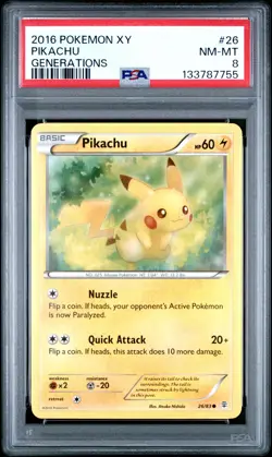 2016 POKEMON XY GENERATIONS #26 PIKACHU PSA 8 - Image 1