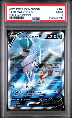 2021 POKEMON SWORD & SHIELD CHILLING REIGN FULL ART/ICE RIDER CALYREX V PSA 9 - Image 1