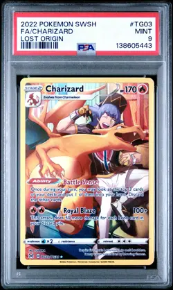 2022 POKEMON SWORD & SHIELD LOST ORIGIN #TG03 FULL ART/CHARIZARD PSA 9 - Image 1
