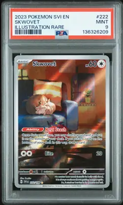 2023 POKEMON SVI EN-SCARLET & VIOLET ILLUSTRATION RARE #222 SKWOVET PSA 9 - Image 1