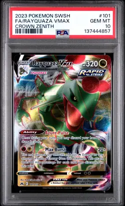 2023 POKEMON SWORD & SHIELD CROWN ZENITH #101 FULL ART/RAYQUAZA VMAX PSA 10 - Image 1