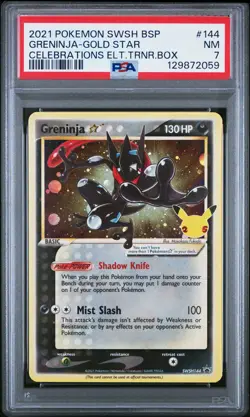 2021 POKEMON SWSH PROMO CELEBRATIONS ETB #144 GRENINJA-GOLD STAR PSA 7 - Image 1