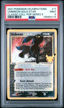2021 POKEMON CELEBRATIONS CLASSIC COLLECTION #17 UMBREON-GOLD STAR PSA 9 - Image 1