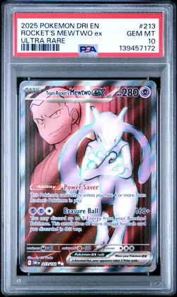 2025 POKEMON DRI EN-DESTINED RIVALS ULTRA RARE TEAM ROCKET'S MEWTWO EX PSA 10 - Image 1