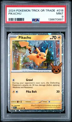 2024 POKEMON TRICK OR TRADE #018 PIKACHU PSA 9 - Image 1