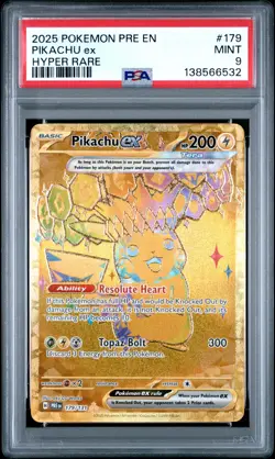 2025 POKEMON PRE EN-PRISMATIC EVOLUTIONS HYPER RARE #179 PIKACHU EX PSA 9 - Image 1