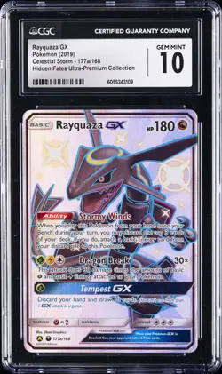 2019 POKEMON CELESTIAL STORM #177A RAYQUAZA GX CGC 10 GEM MINT - Image 1