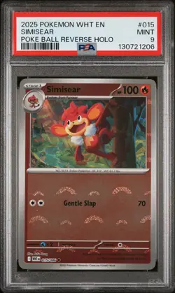 2025 POKEMON WHT EN-WHITE FLARE POKE BALL REVERSE HOLO #015 SIMISEAR PSA 9 - Image 1