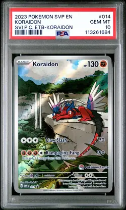 2023 POKEMON SVP SCARLET & VIOLET POKEMON CENTER ETB PROMO #014 KORAIDON PSA 10 - Image 1