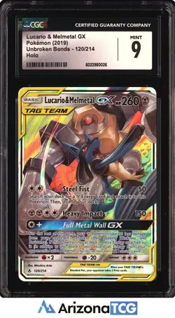 Pokemon 2019 Lucario & Melmetal GX 120/214 Holo Unbroken Bonds CGC 9 - Image 1