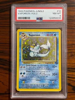 Pokemon 1999 Vaporeon 12/64 Holo Jungle PSA 8 NM/MINT - Image 1