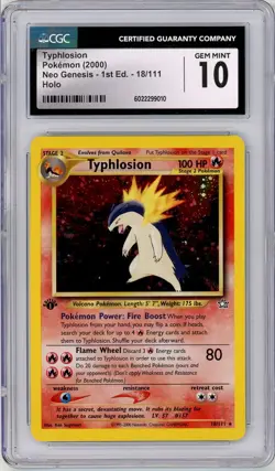Pokemon Typhlosion #18 Neo Genesis 1st Edition CGC 10 Gem Mint - Image 1