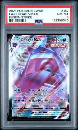 2021 POKEMON SWORD & SHIELD FUSION STRIKE #157 FULL ART/GENGAR VMAX PSA 8 - Image 1