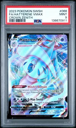 2023 POKEMON SWORD & SHIELD CROWN ZENITH #066 FULL ART/HATTERENE VMAX PSA 9 - Image 1
