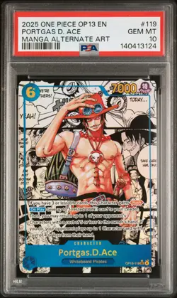 2025 ONE PIECE CARRYING ON HIS WILL MANGA ALTERNATE ART PORTGAS D. ACE PSA 10 - Image 1