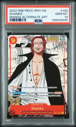 2022 ONE PIECE OP01-ROMANCE DAWN MANGA ALTERNATE ART #120 SHANKS PSA 10 - Image 1