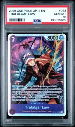 2025 ONE PIECE OP12-LEGACY OF THE MASTER #073 TRAFALGAR LAW PSA 10 - Image 1